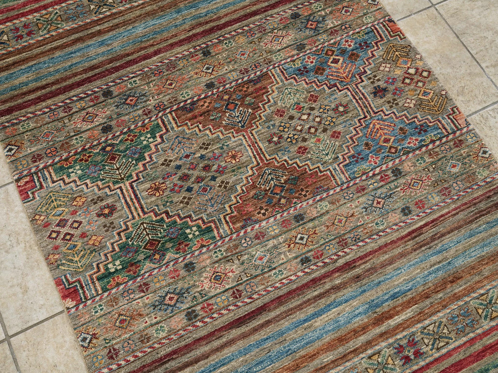 3x5 Ft Hand Knotted Khorjin Rug - Colorful Oriental Rug