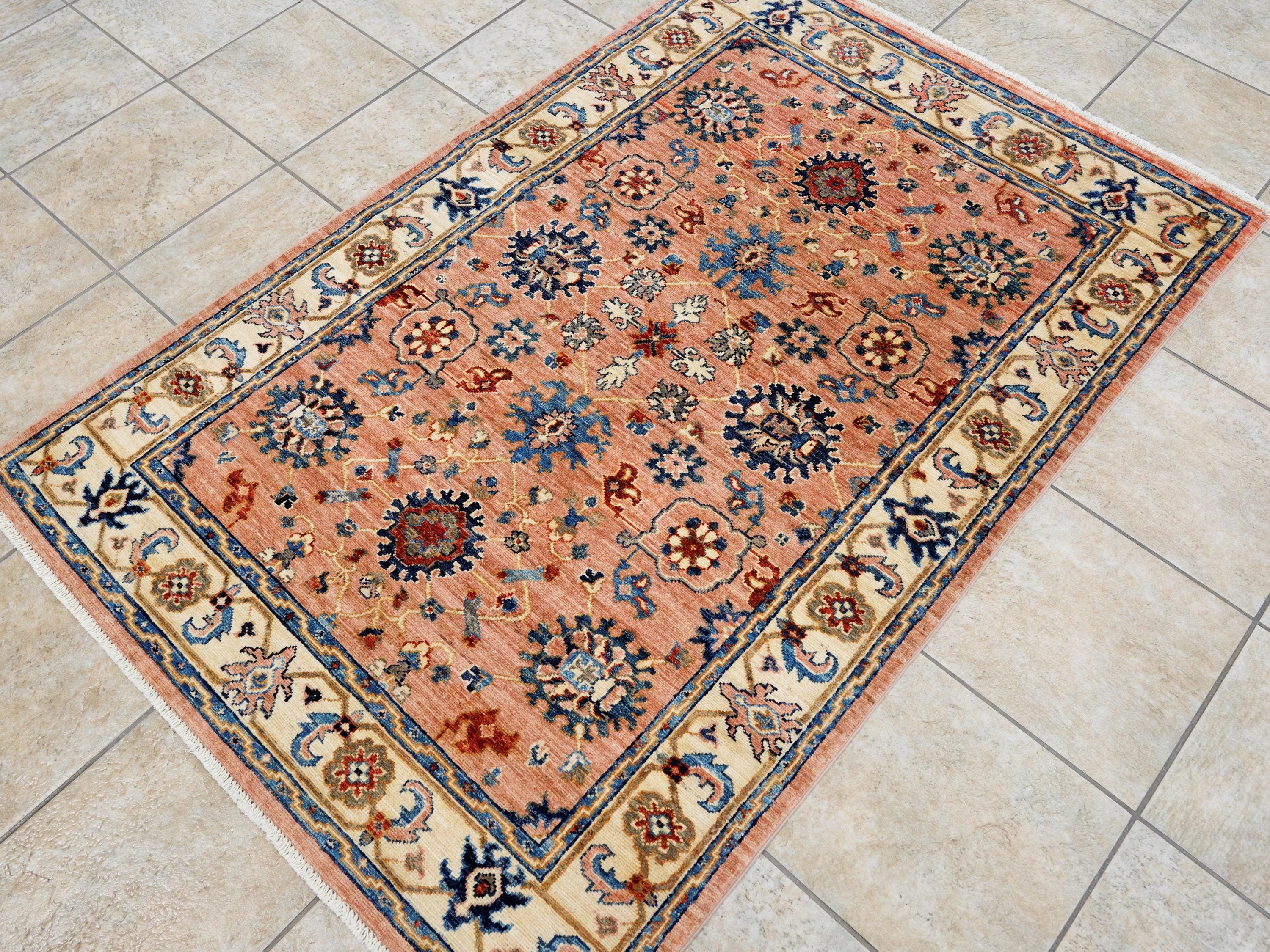 4x6 Ft Peach Orange Serapi Rug - Hand Knotted Oriental Rug