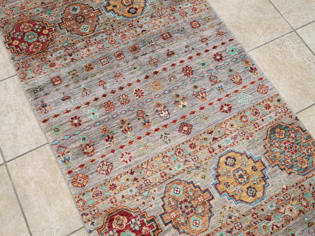 3x5 Ft Gray Khorjin Rug - Hand Knotted Wool Oriental Rug