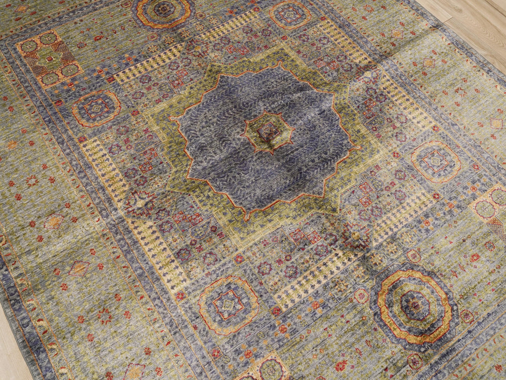 6x8 Ft Light Green Mamluk Rug - Hand Knotted Oriental Rug