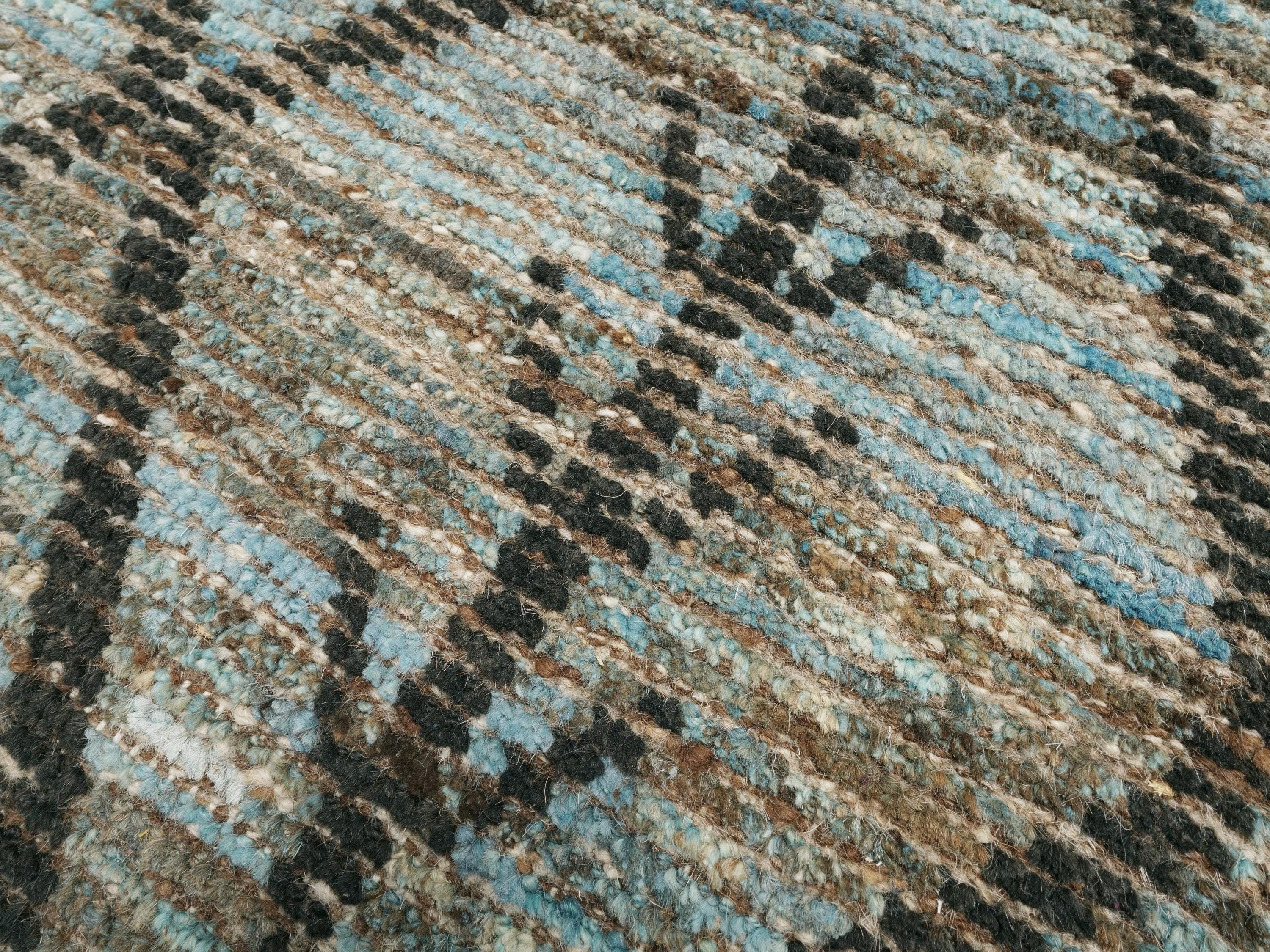 3x5 Ft Hand Knotted Blue Moroccan Rug - Tribal Rug