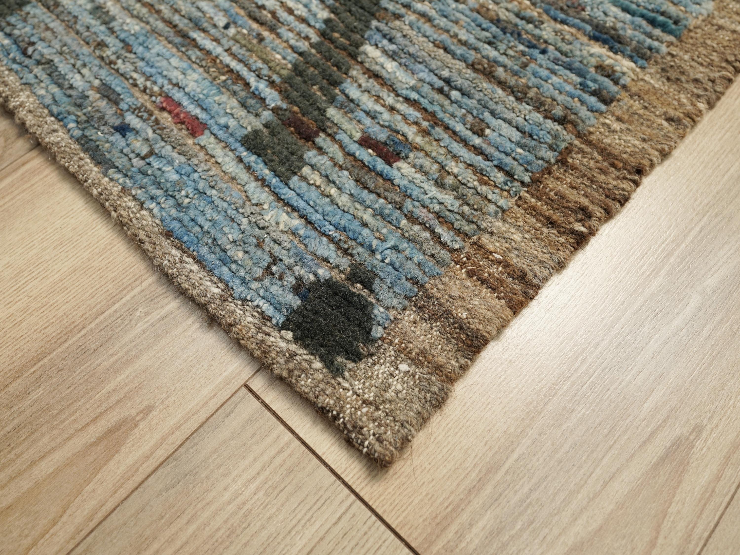 10 Ft Blue Moroccan Runner Rug - Afghan Wool Rug