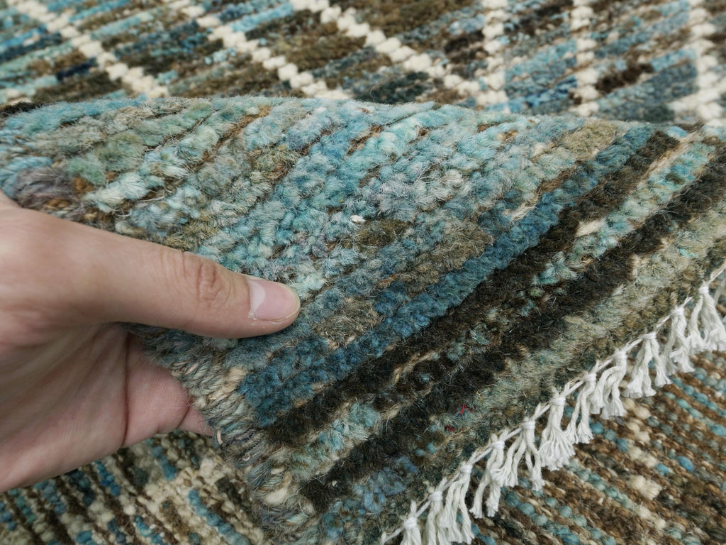 3x5 Ft Cyan Moroccan Rug - Hand Knotted Area Rug