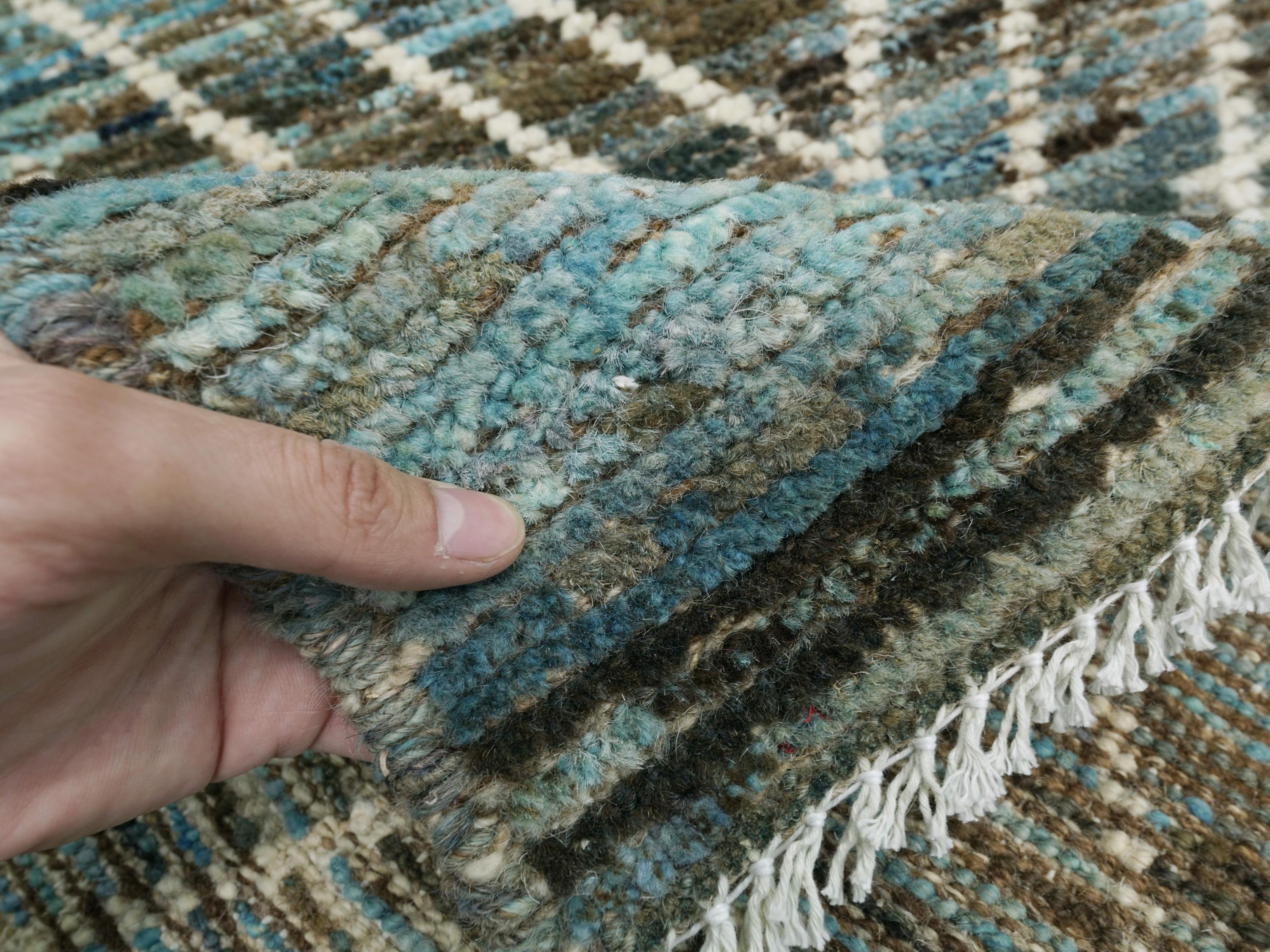 3x5 Ft Cyan Moroccan Rug - Hand Knotted Area Rug
