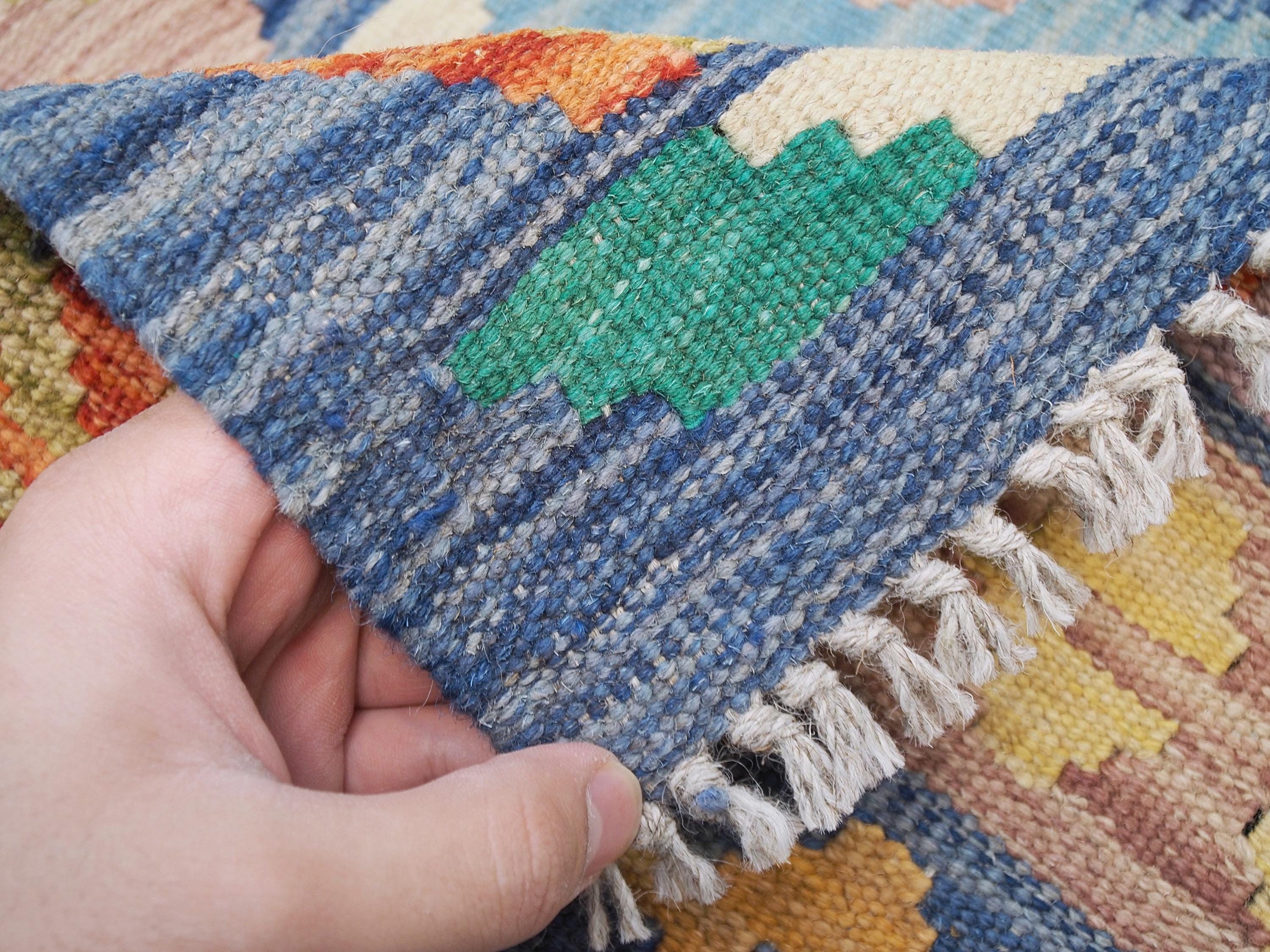 6x8 Ft Green Scandinavian Kilim Rug - Tribal Area Rug