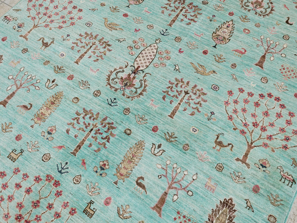 6x8 Ft Hand Knotted Cyan Serapi Rug - Ghazni Wool Persian Rug