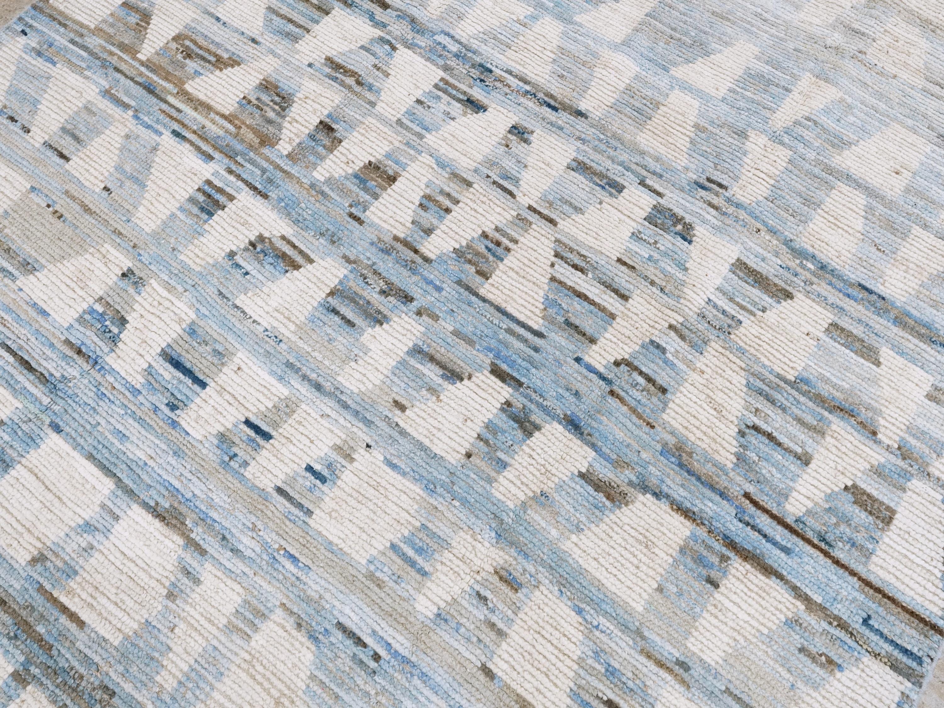 6x9 Ft Blue & White Moroccan Rug - Afghan Handmade Area Rug
