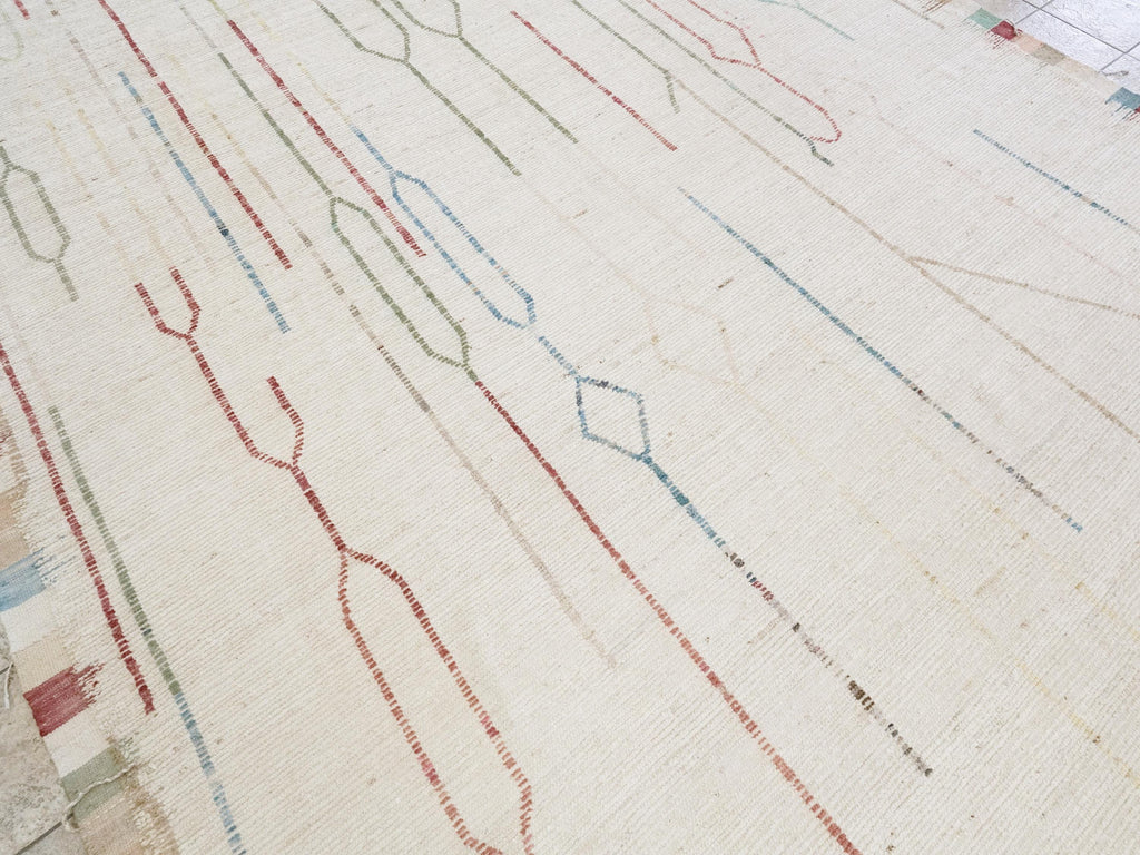 12x15 Ft Afghan Area Rug - Handmade Beige Moroccan Wool Rug