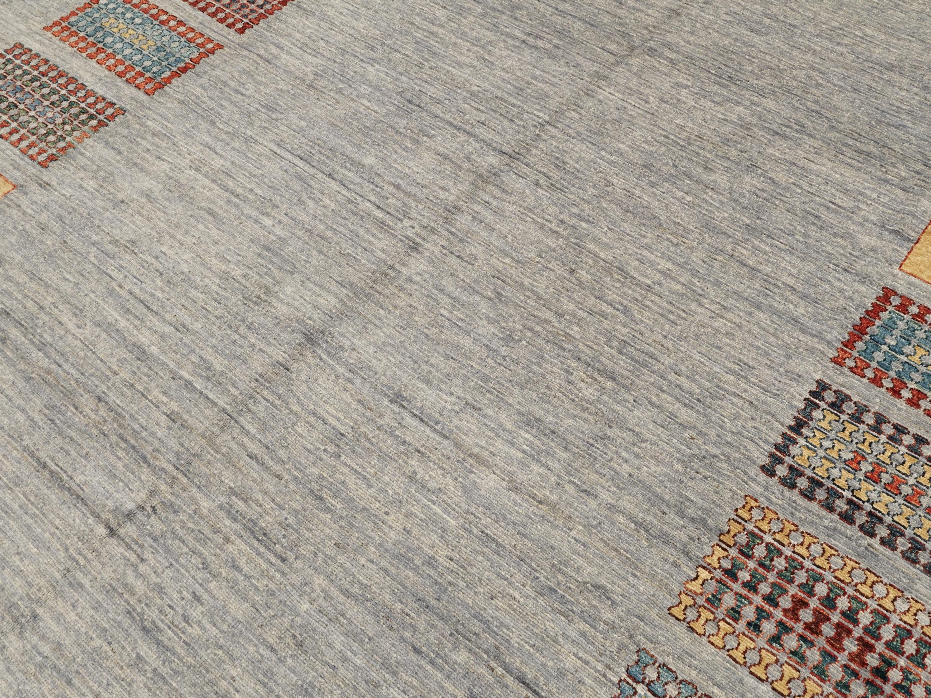 9x14 Ft Gray Gabbeh Rug - Hand Knotted Afghan Area Rug