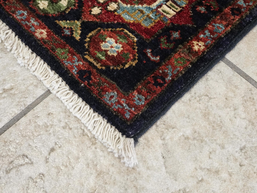 3x4 Ft Black Mamluk Afghan Rug - Handmade Wool Oriental Rug