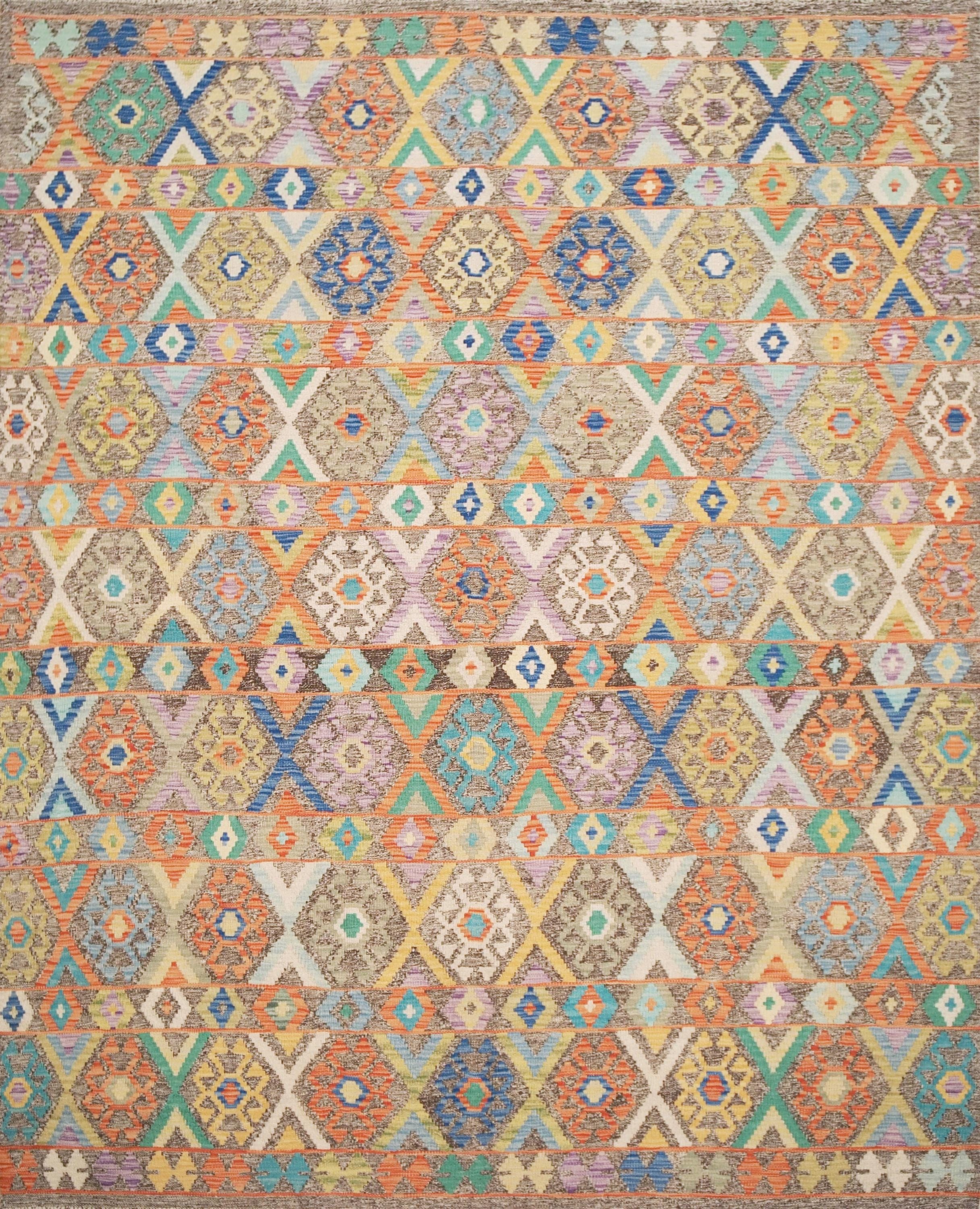 6x8 Ft Wool Kilim Rug - Brown Flat Weave - Traditional Afghan Rug