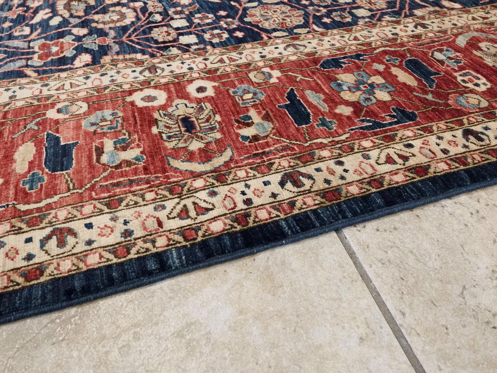 9x12 Ft Blue Serapi Rug – Hand Knotted Wool Oriental Rug