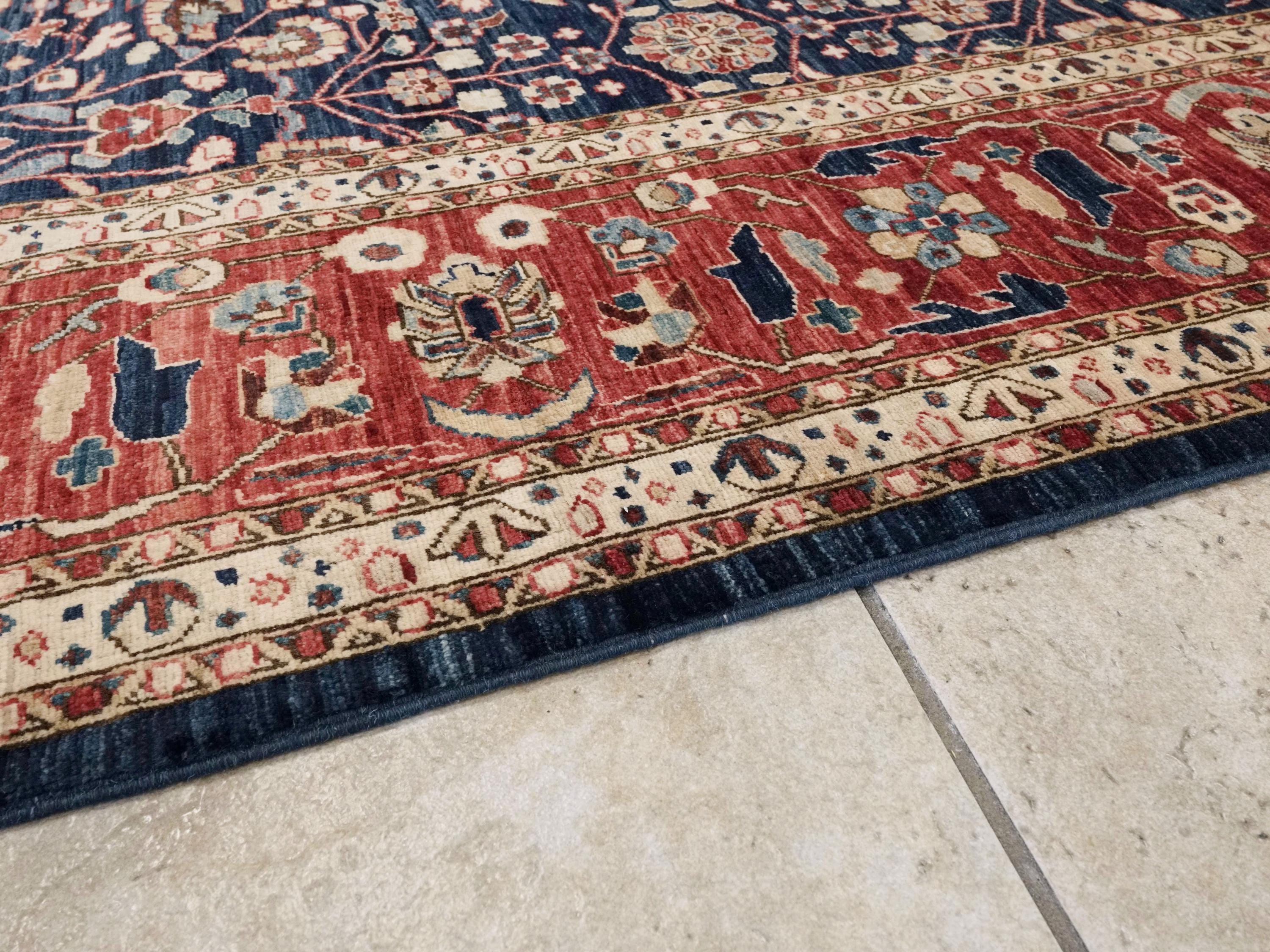 9x12 Ft Blue Serapi Rug – Hand Knotted Wool Oriental Rug
