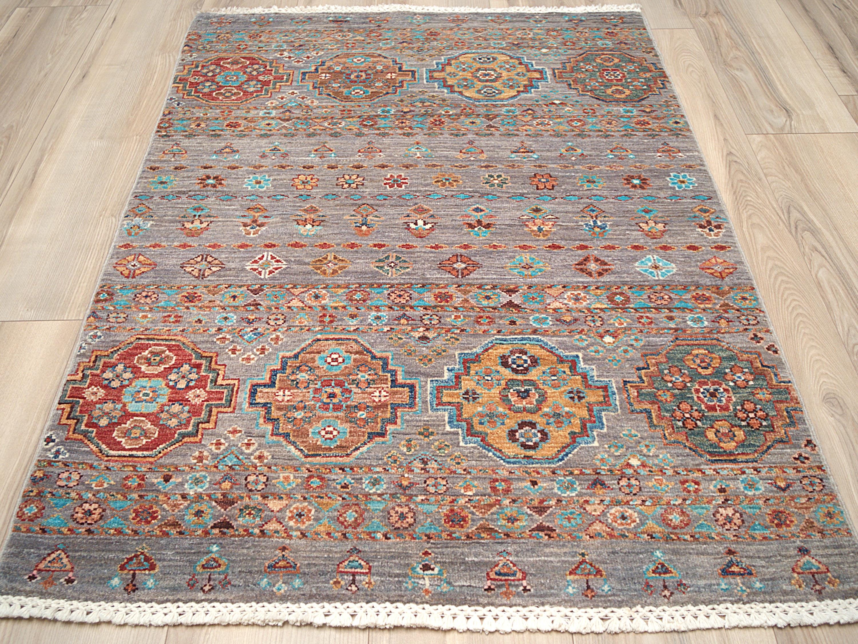 3x5 Ft Gray Khorjan Rug - Oriental Wool Area Rug