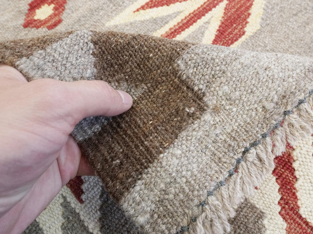 8x9 Ft Red Navajo Rug - Traditional Flat Weave - Tribal Design