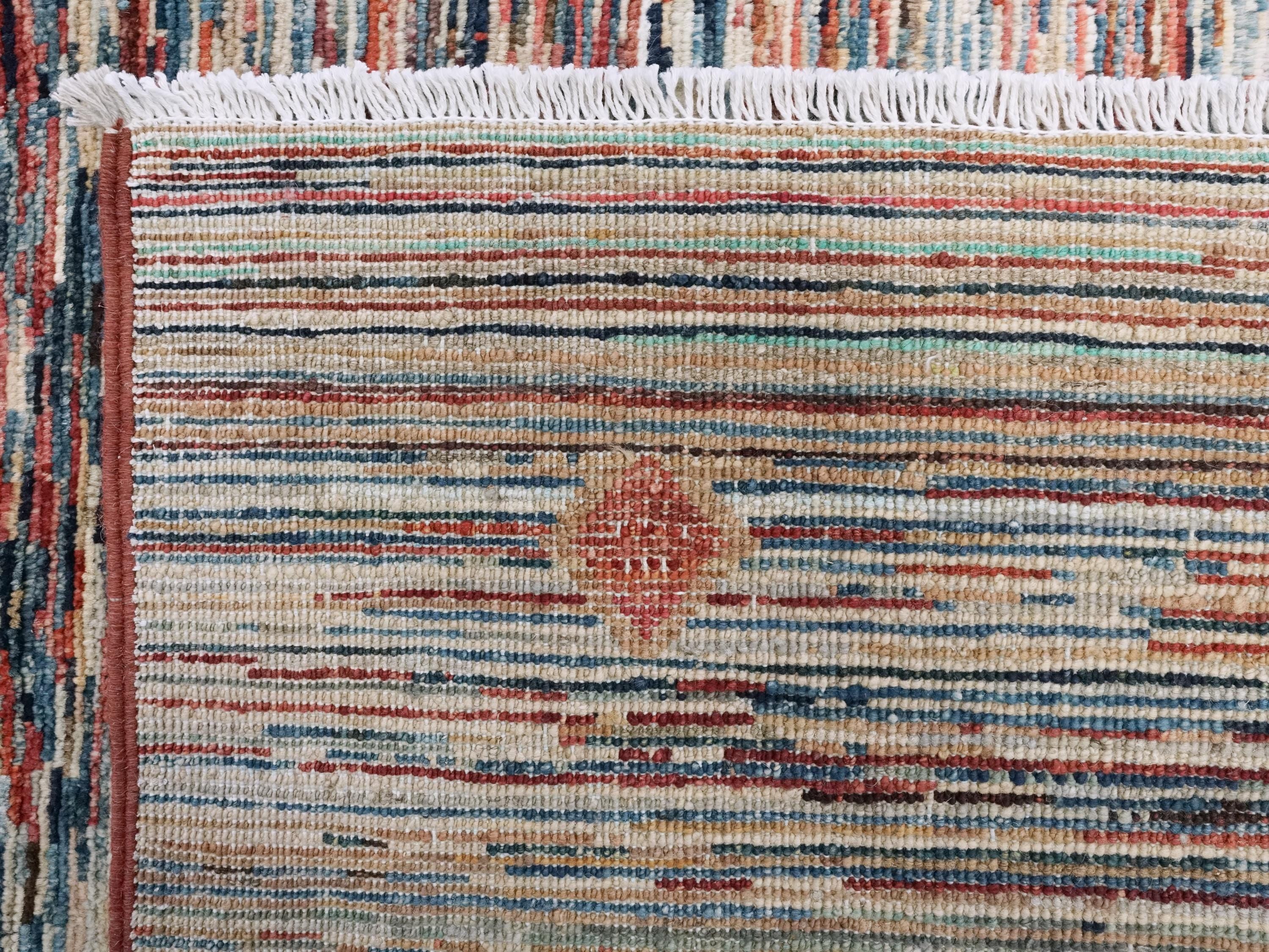 8x10 Ft Multicolor Gabbeh Rug - Geometric Tribal Wool Rug