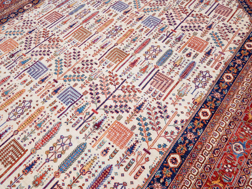 12x15 Ft Hand Knotted Red Heriz Rug - Traditional Oriental Area Rug