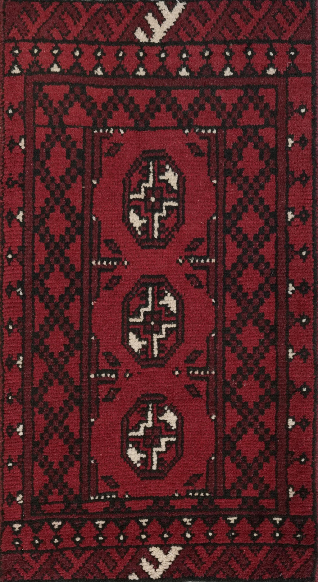 2x3 Ft Red Ersari Rug - Hand Knotted Afghan Wool Rug