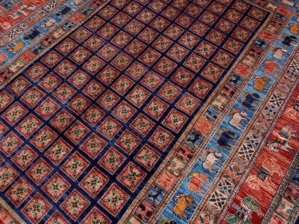 9x12 Ft Red & Blue Pazyryk Rug - Afghan Oriental Area Rug