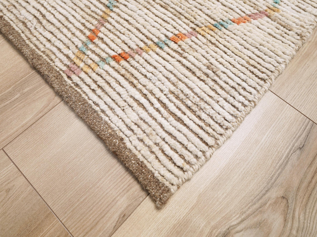 6x9 Ft Handmade Beige Moroccan Rug - Afghan Wool Rug