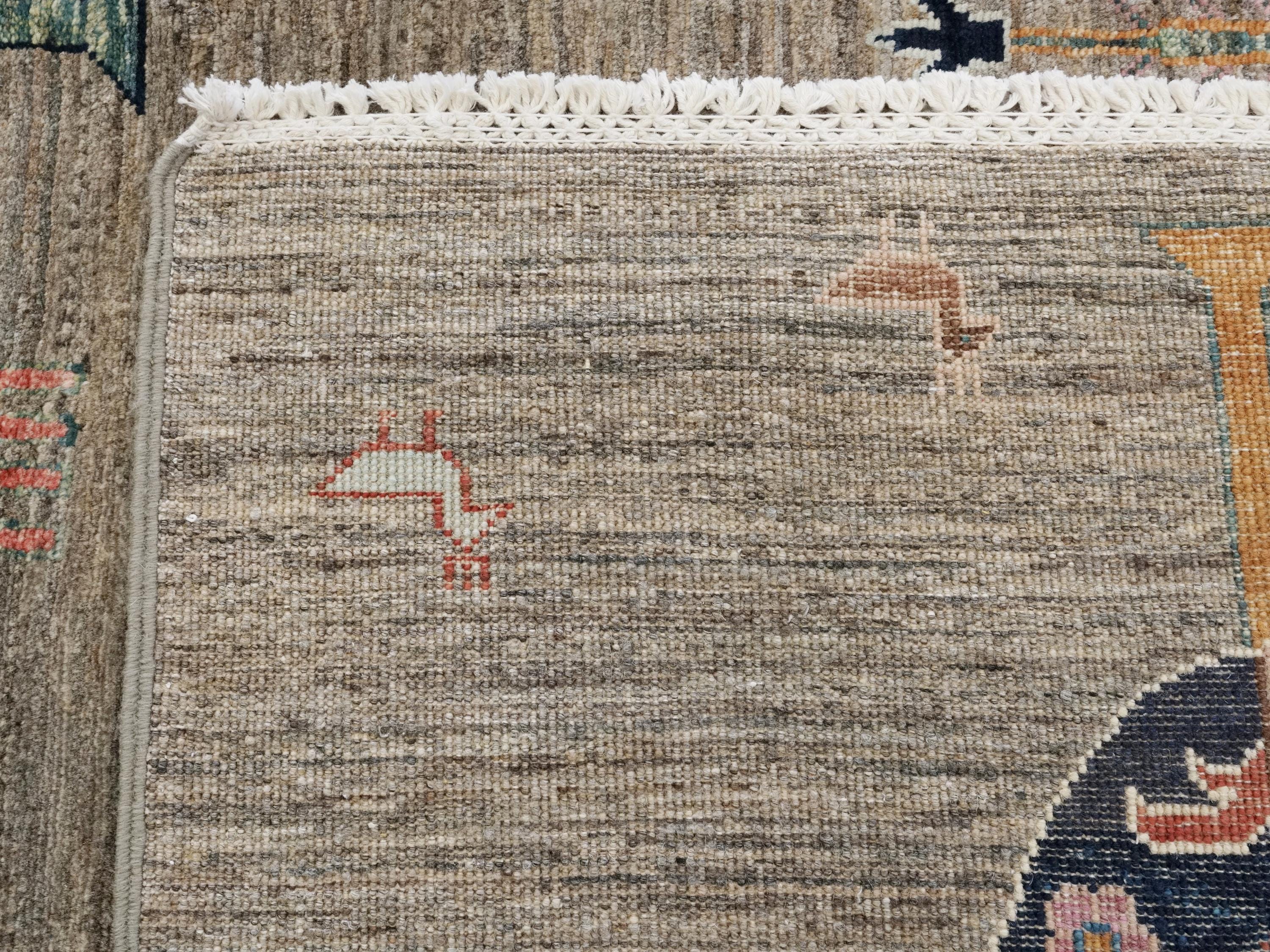 7x10 Ft Brown Serapi Rug - Hand Knotted Floral Rug