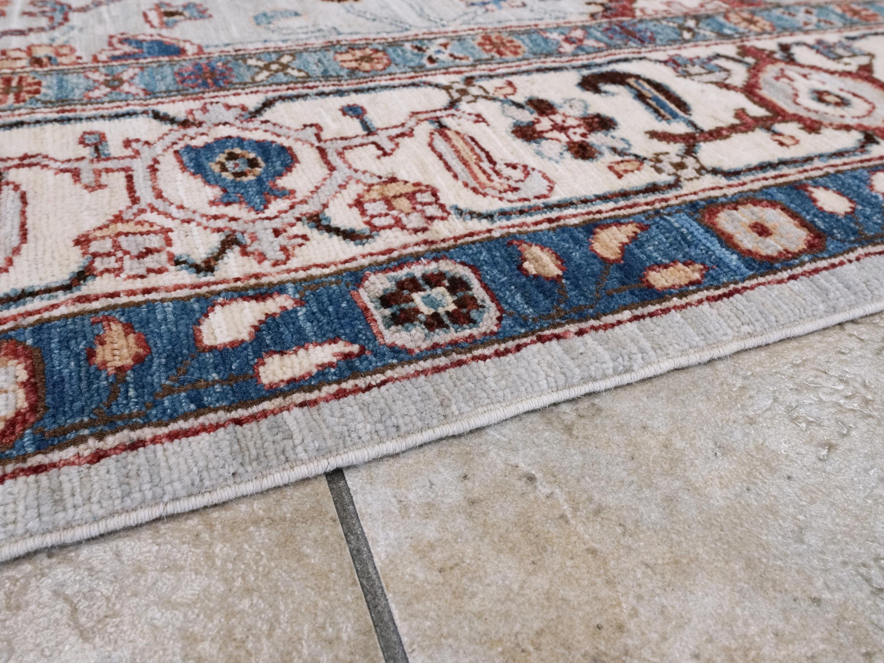 6x9 Ft Light Gray Serapi Rug - Oriental Area Rug - Persian Design