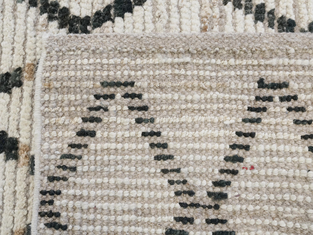 13 Ft Hand Knotted Moroccan Wool Runner Rug - Beige Afghan Rug