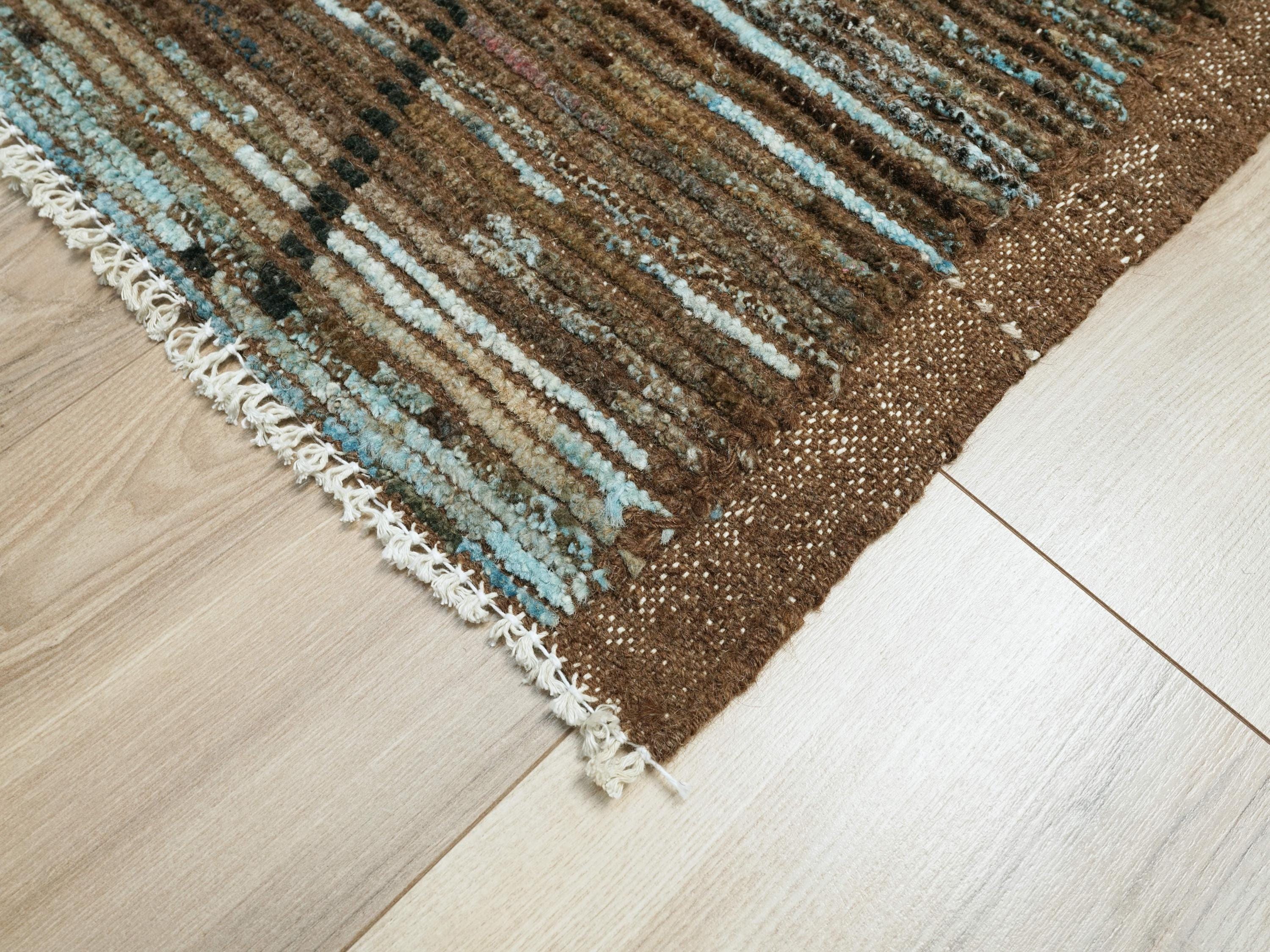 3x5 Ft Coral Blue Moroccan Rug - Afghan Wool Rug