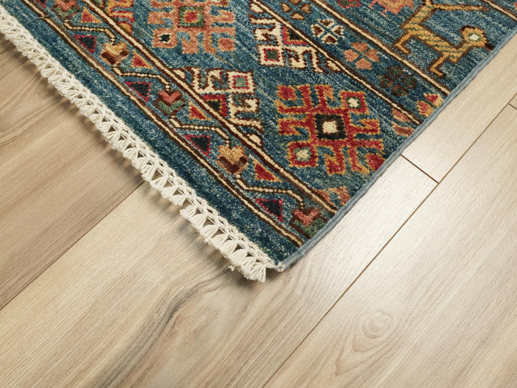 3x5 Ft Blue Khorjin Rug - Afghan Handmade Area Rug