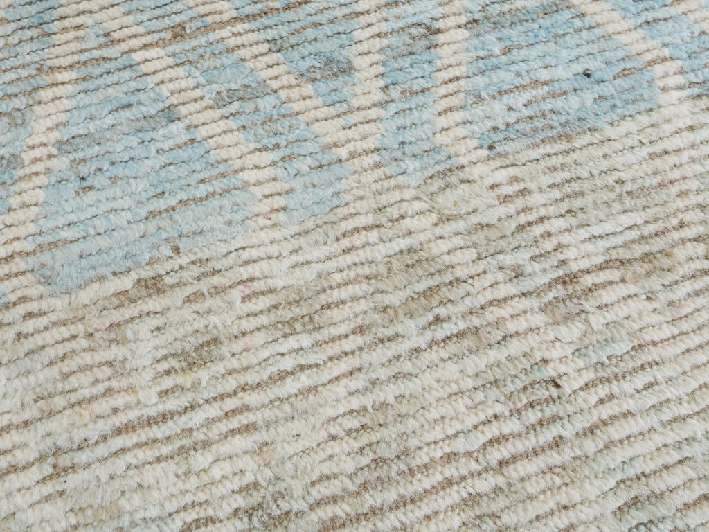 13 Ft Light Blue Moroccan Runner Rug - Hand Knotted Wool Rug