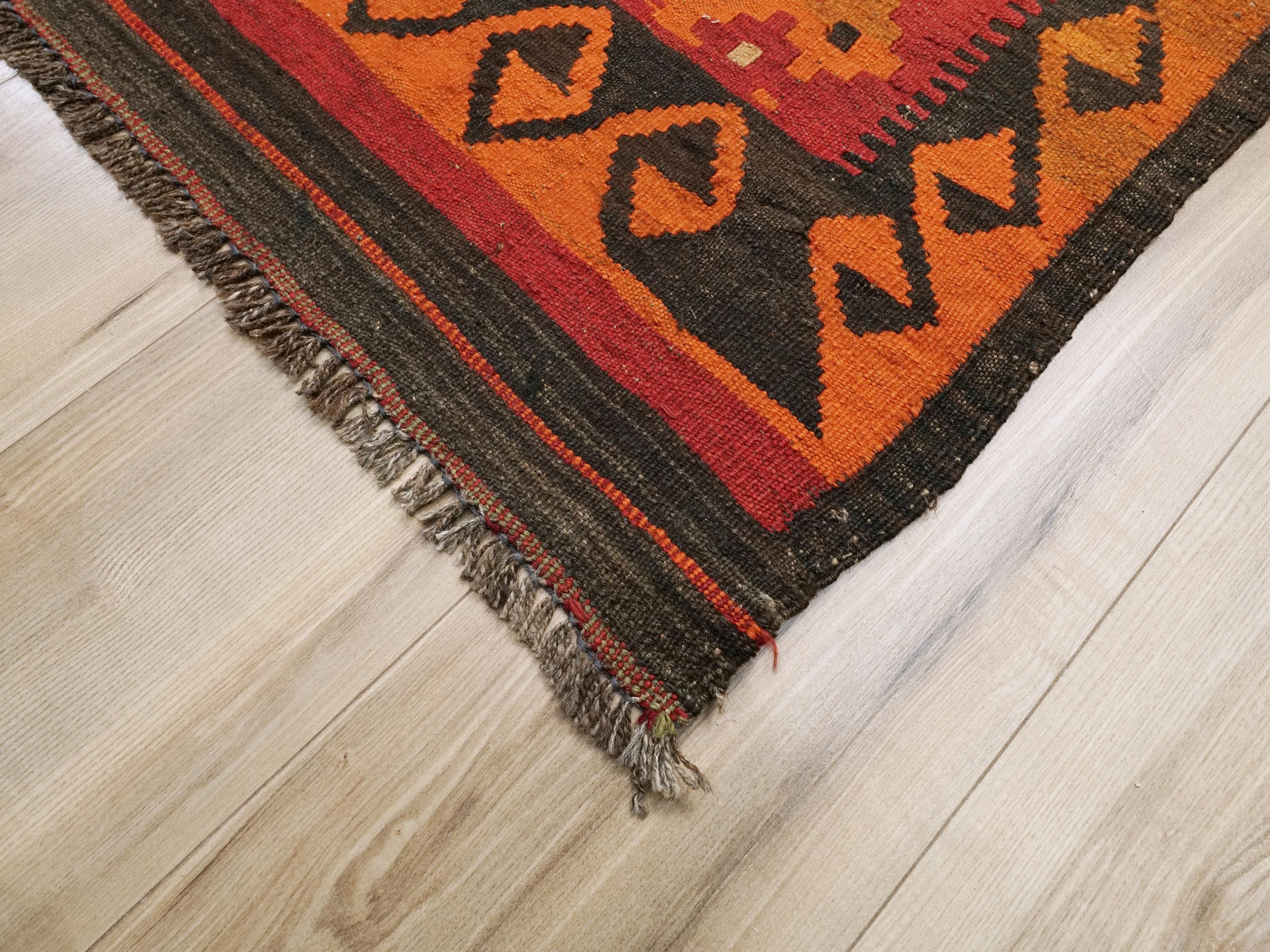 9x14 Ft Red Maimana Kilim Rug - Vintage Afghan Tribal Rug