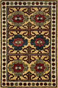 2x3 Ft Yellow Ersari Rug - Afghan Wool Tribal Rug