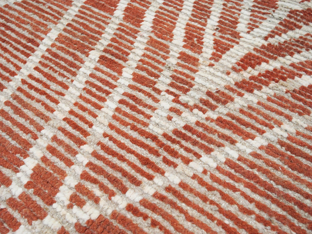 8x10 Ft Red Moroccan Rug - Hand Knotted Geometric Area Rug