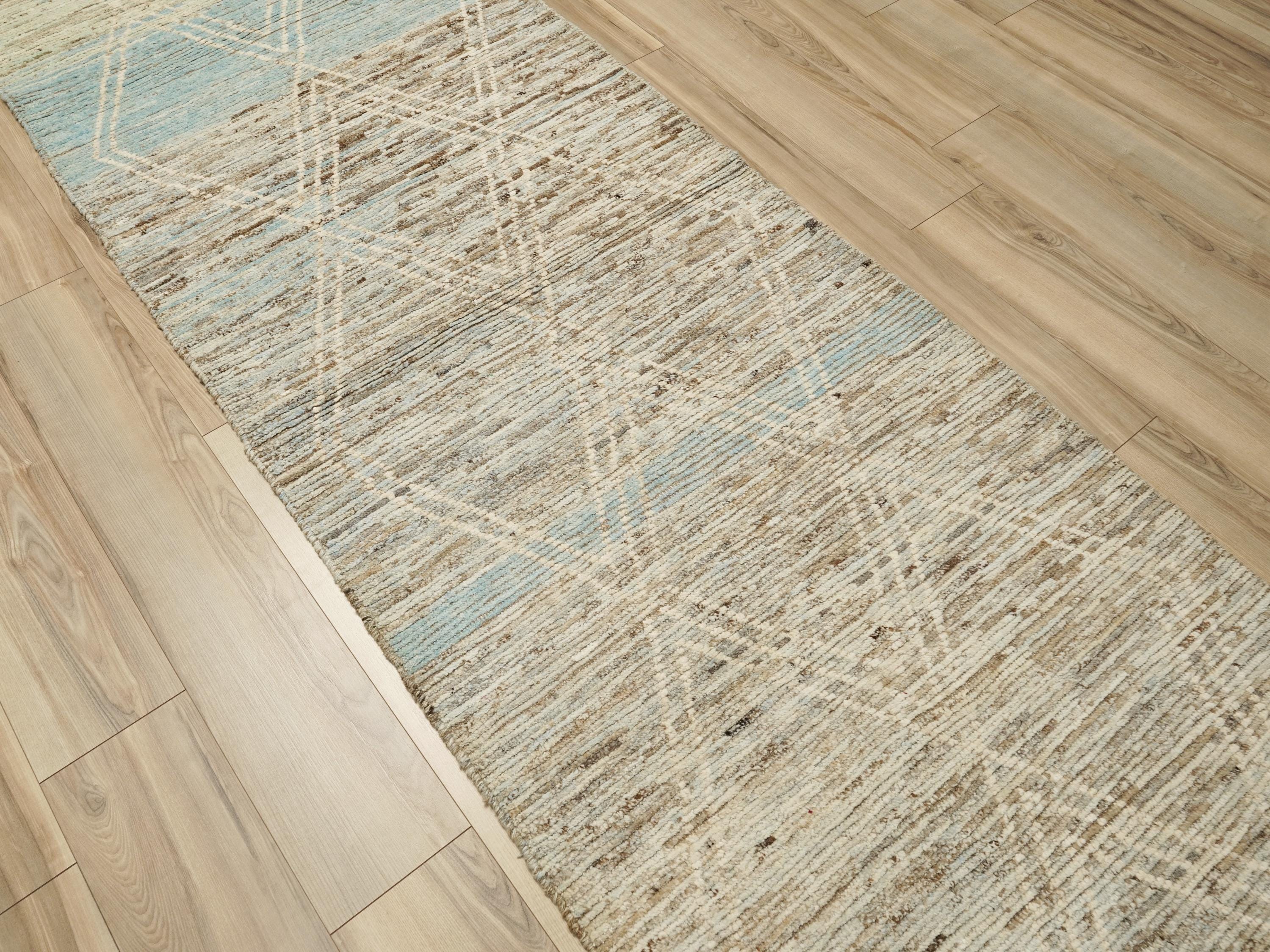 10 Ft Handmade Beige Moroccan Runner Rug - Afghan Wool Rug