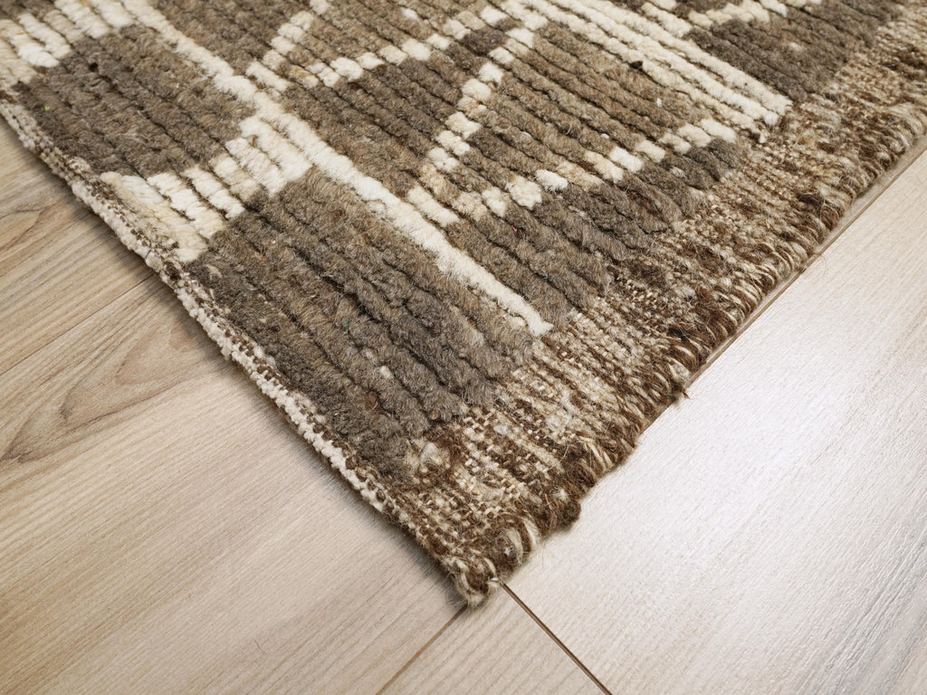 6x8 Ft Brown Moroccan Rug - Geometric Wool Rug