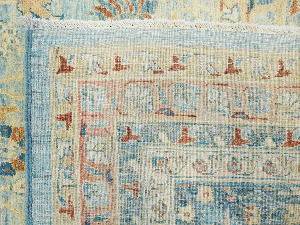 9x13 Ft Light Blue Serapi Rug - Hand Knotted Antique Rug - Persian Design