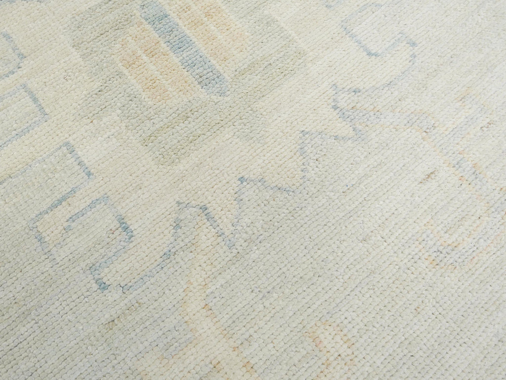 10x14 Ft Muted Green Ushak Rug - Hand Knotted Afghan Rug - Turkish Floral Design