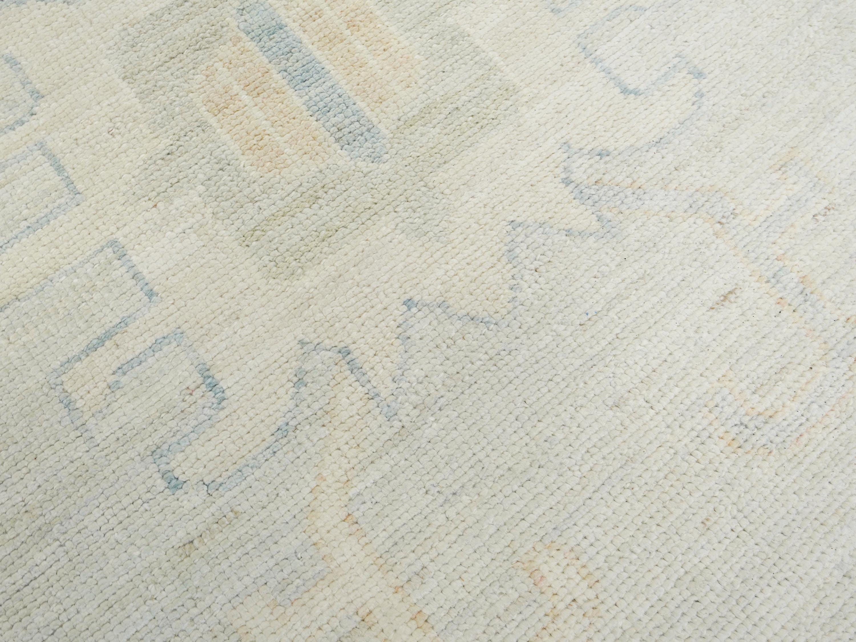 10x14 Ft Muted Green Ushak Rug - Hand Knotted Afghan Rug - Turkish Floral Design