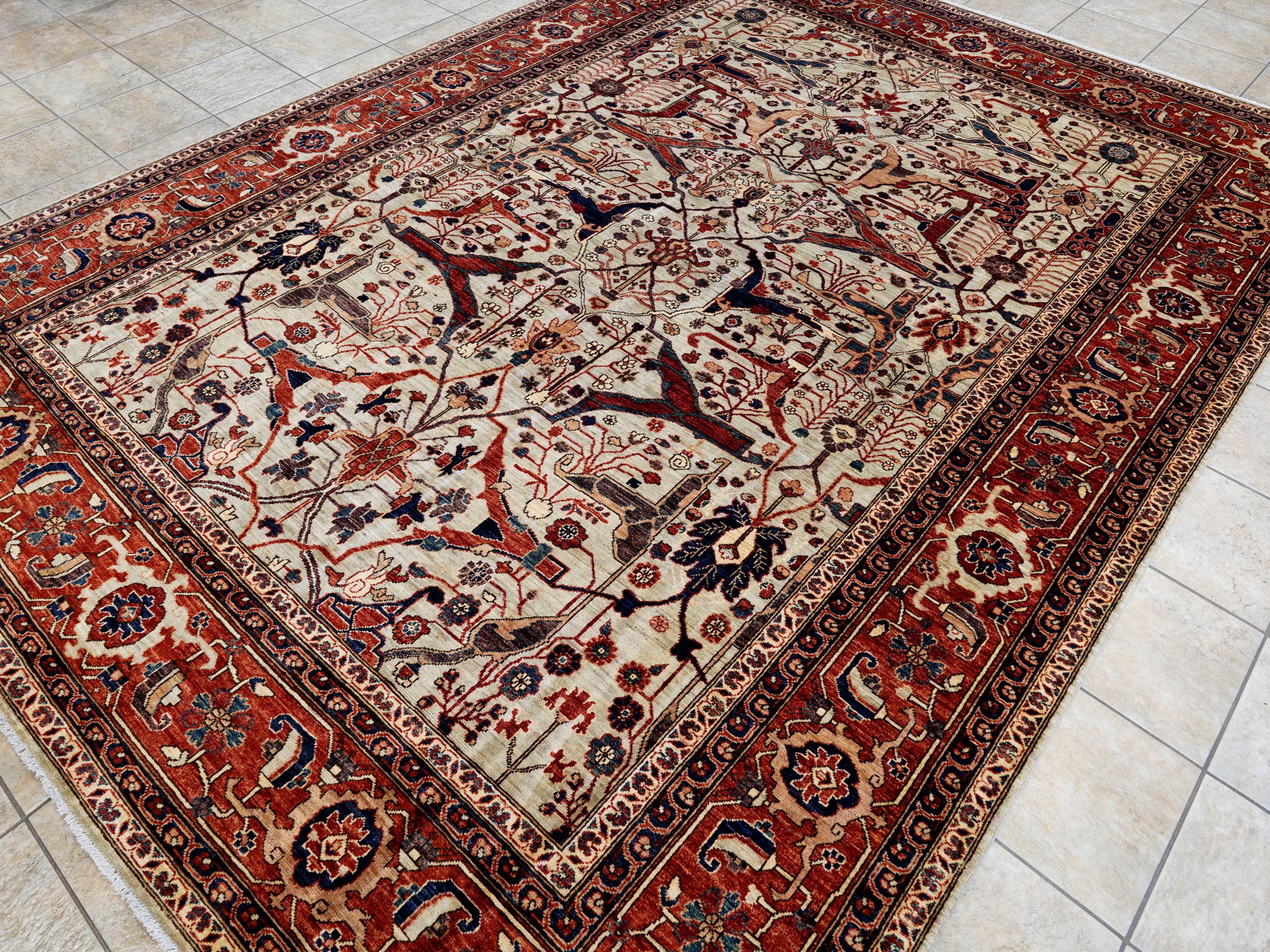 9x12 Ft Red & Gray Bidjar Rug - Afghan Oriental Area Rug - Persian Design