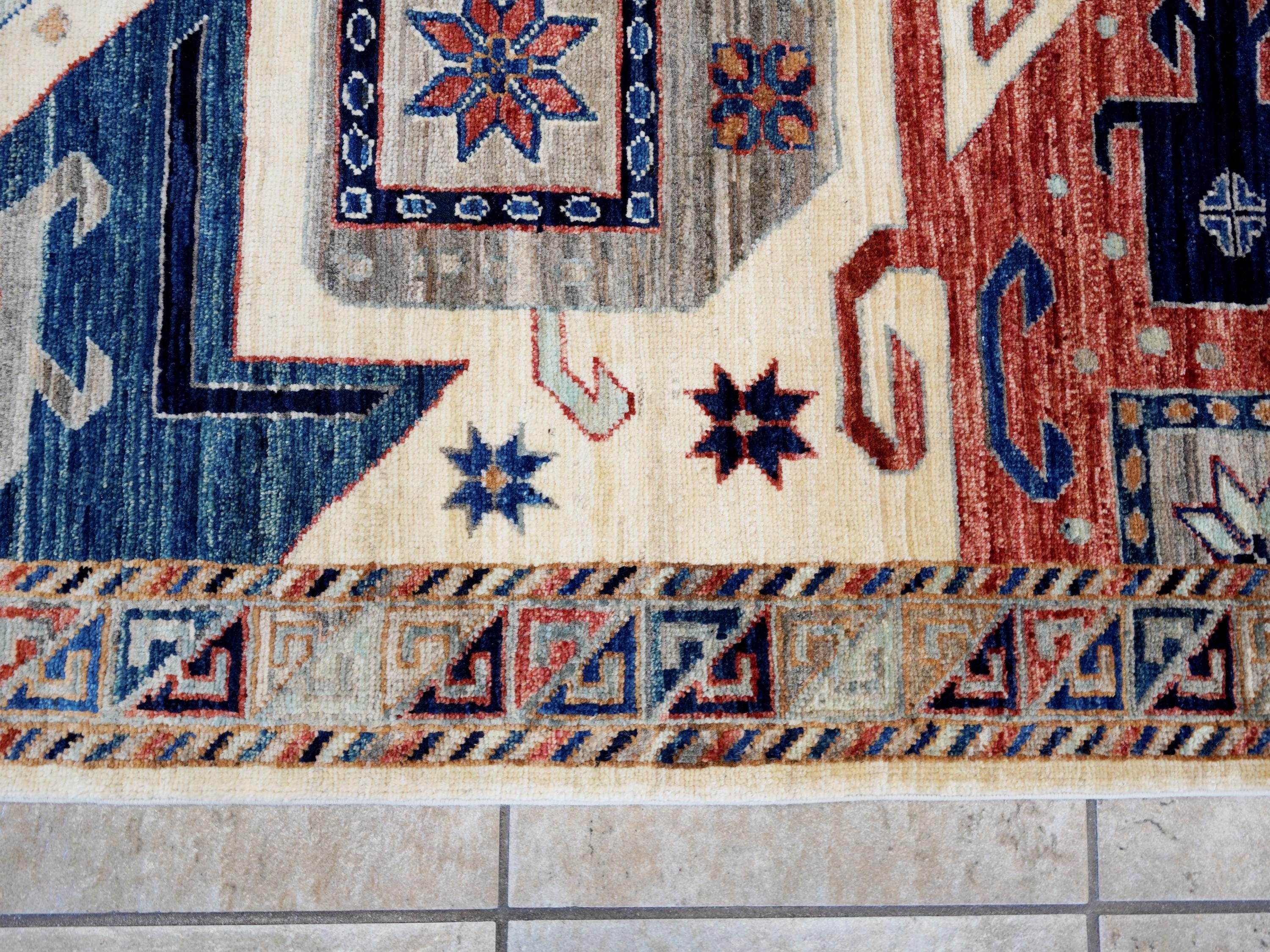 9x12 Ft Beige Heriz Rug - Afghan Oriental Area Rug - Geometric Design