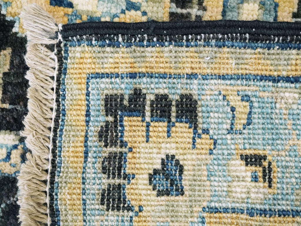 2x3 Black & Blue Serapi Rug - Floral Accent Rug