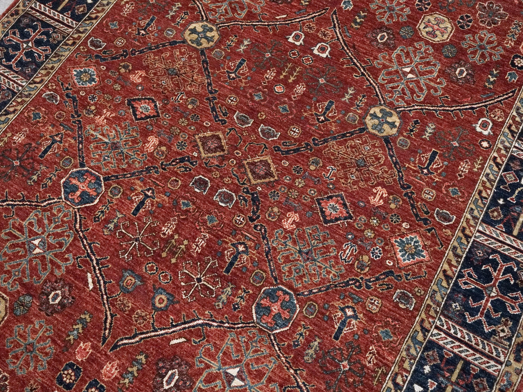6x9 Ft Red Bidjar Rug - Hand Knotted Afghan Oriental Rug