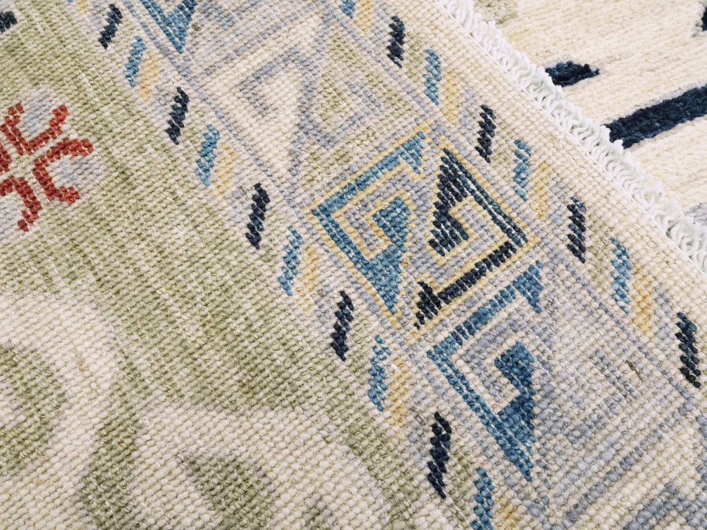9x12 Ft Light Blue Heriz Rug - Traditional Hand Knotted Area Rug - Geometric Design