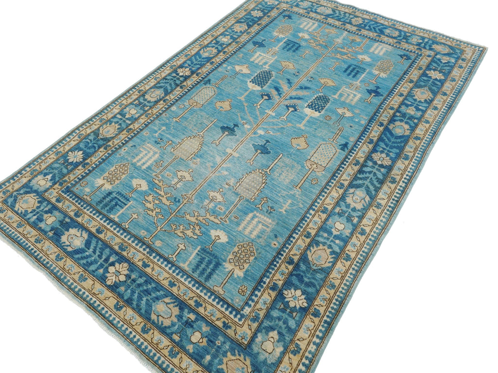 5x8 Ft Blue Heriz Rug - Afghan Wool Antique Rug