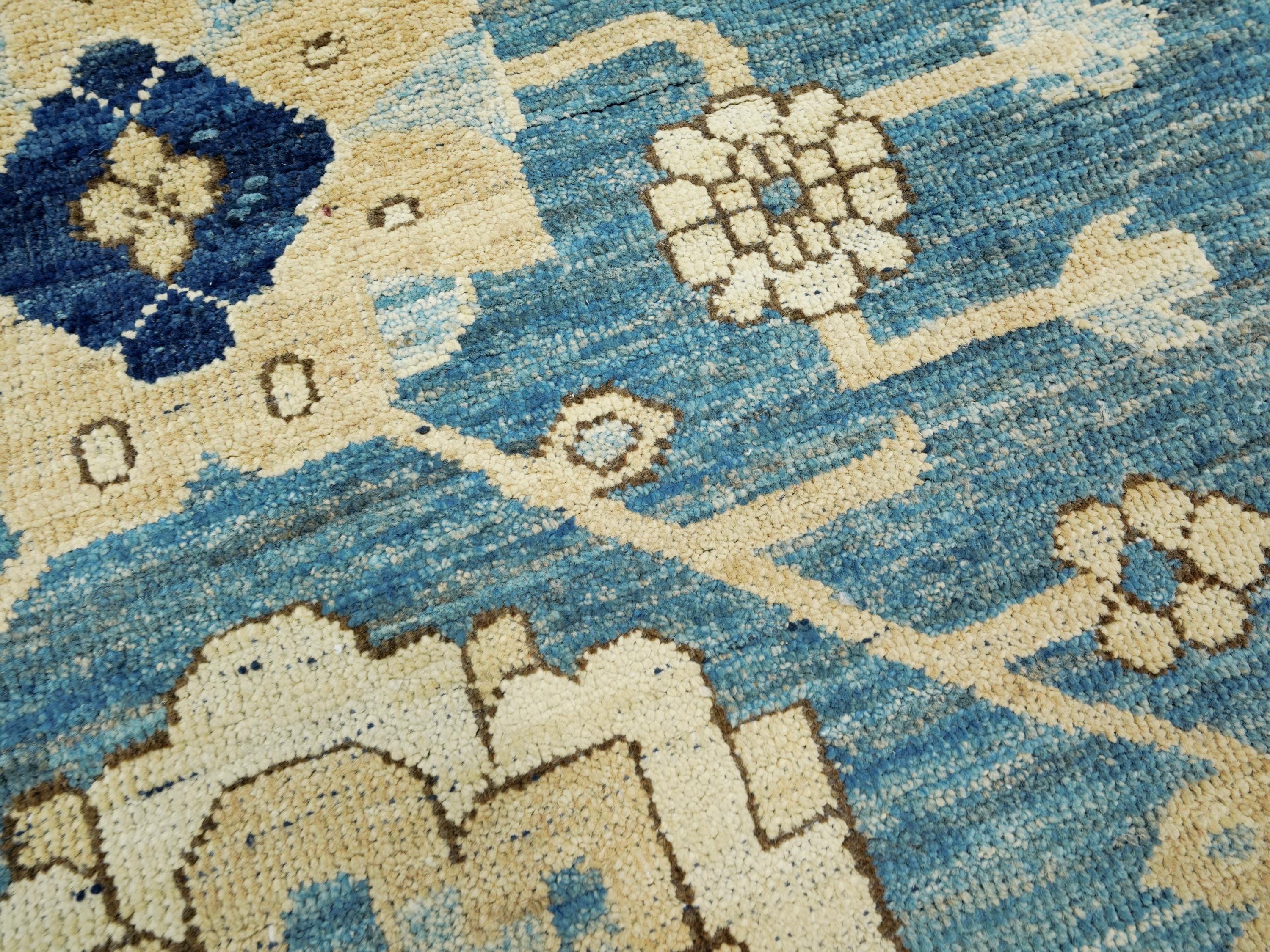 12x17 Ft Blue Serapi Rug - Afghan Antique Rug - Persian Design