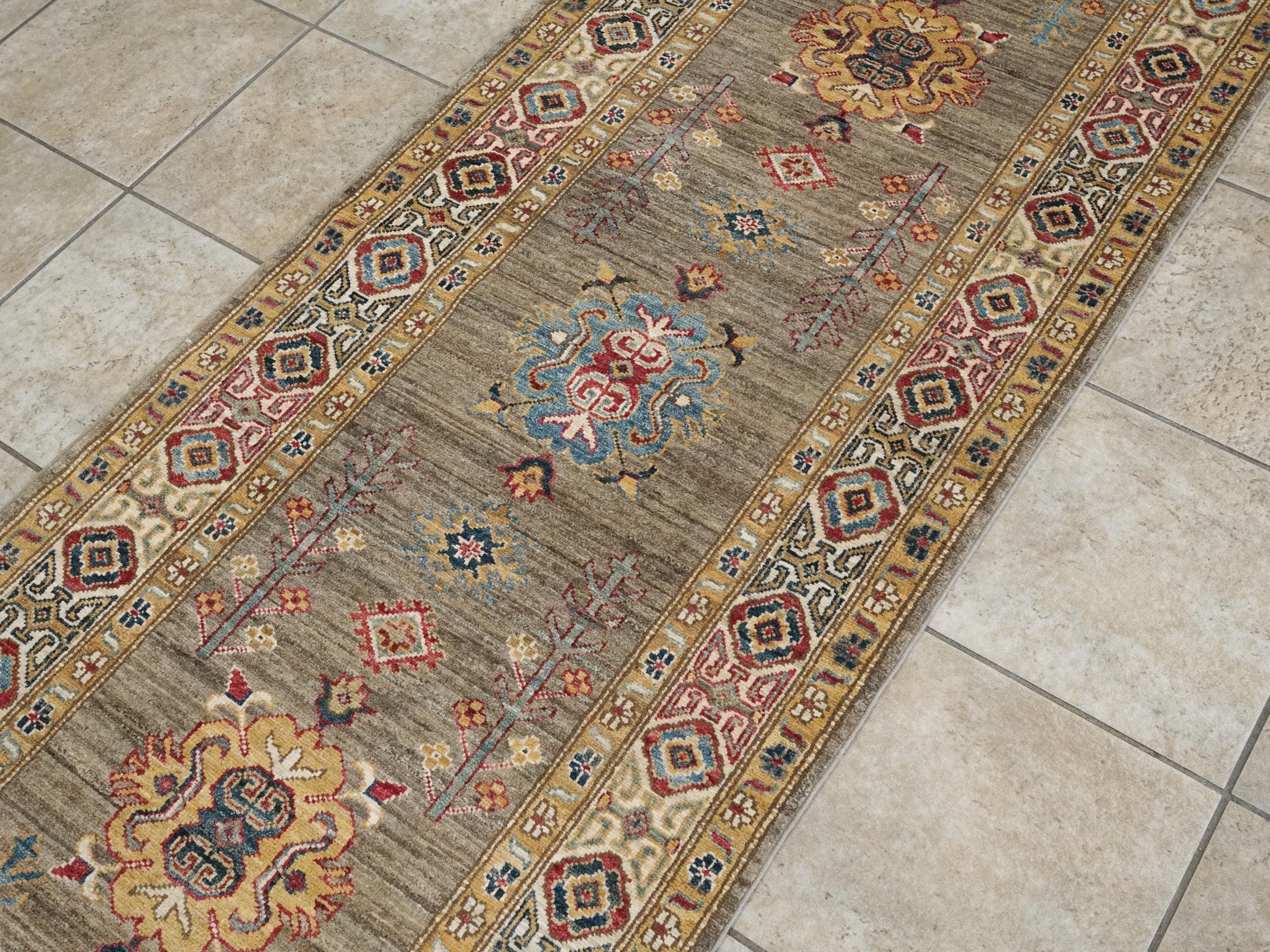 13 Ft Beige Kazak Runner Rug - Hand Knotted Wool Rug