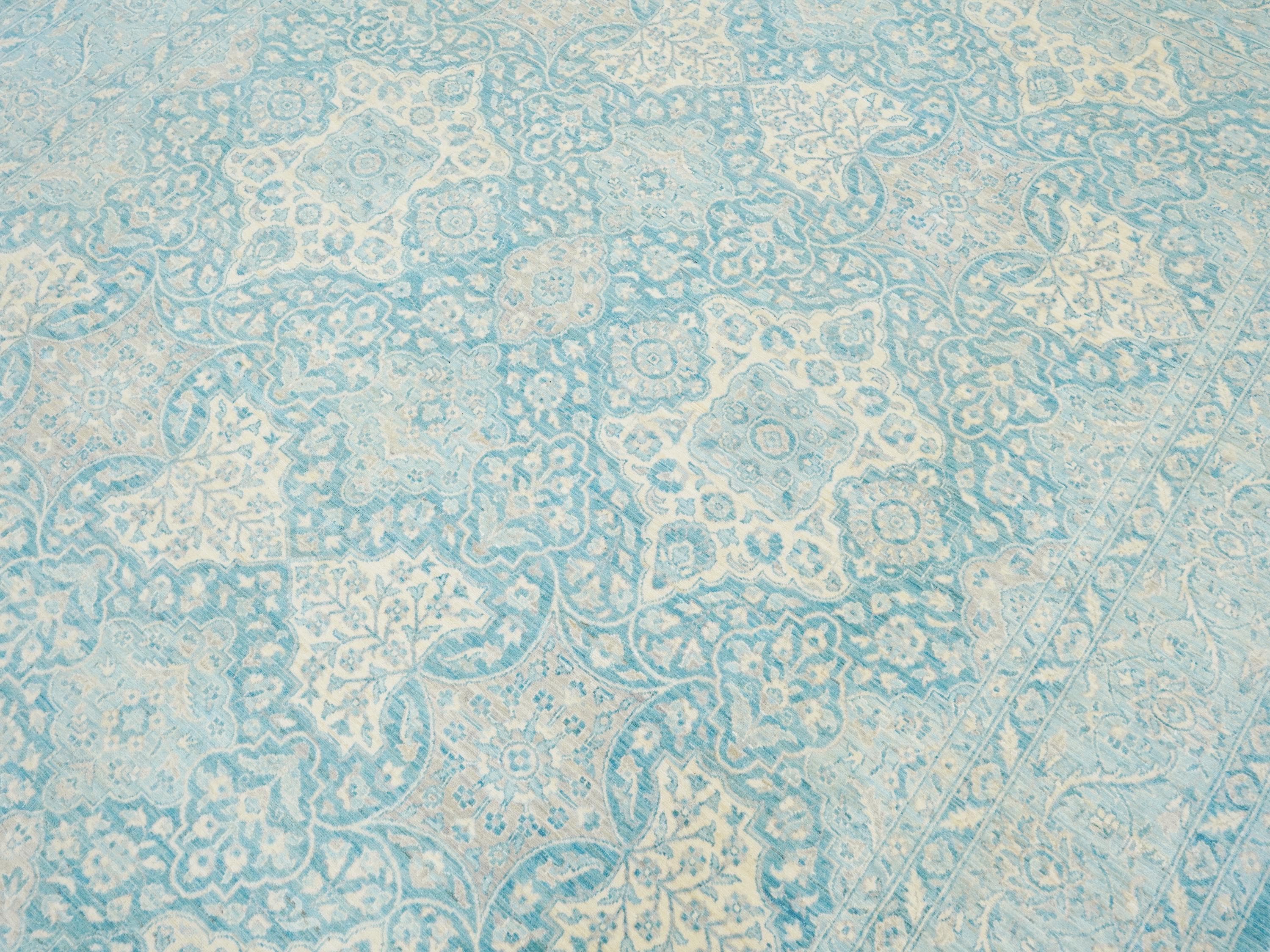 8x10 Ft Light Blue Serapi Rug - Hand Knotted Afghan Wool Rug