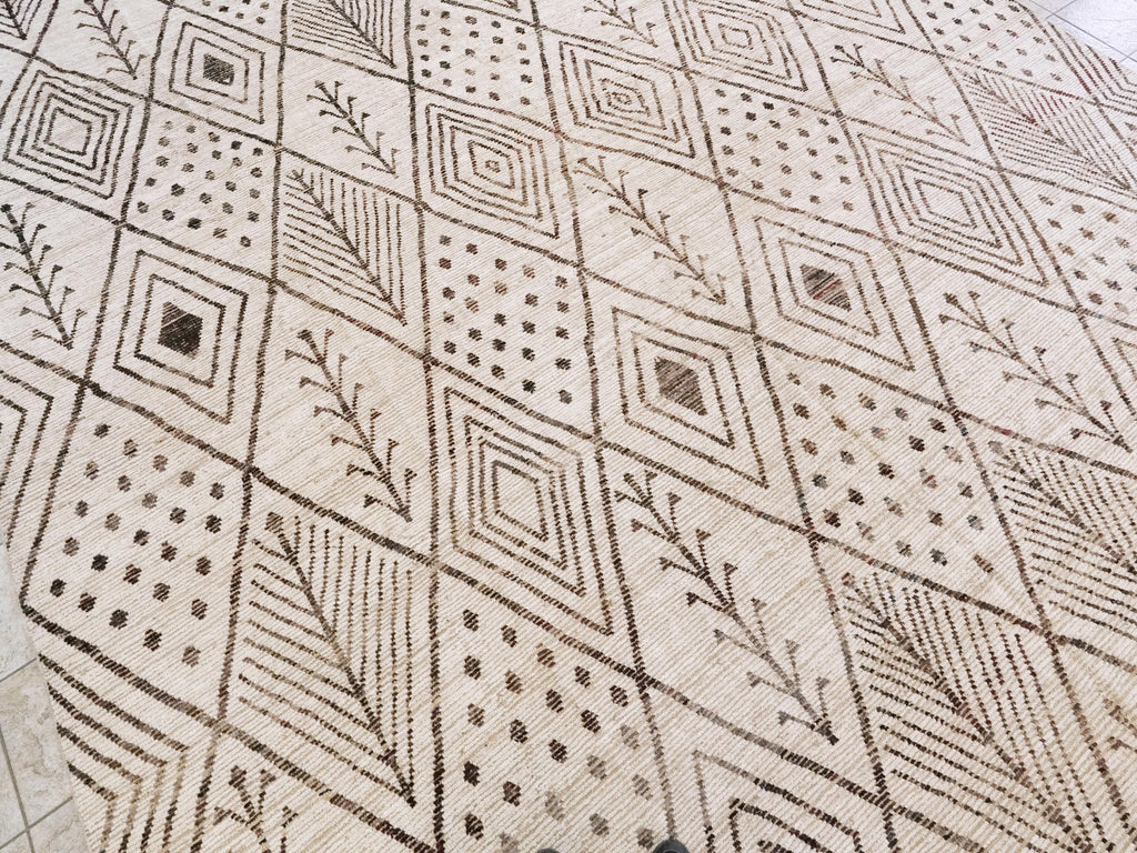 13x16 Ft Beige Moroccan Rug - Afghan Wool Area Rug - Oversize