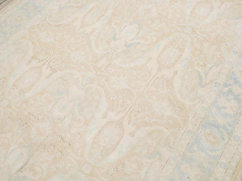 6x9 Ft Hand Knotted Bidjar Rug - Beige & Blue Persian Design