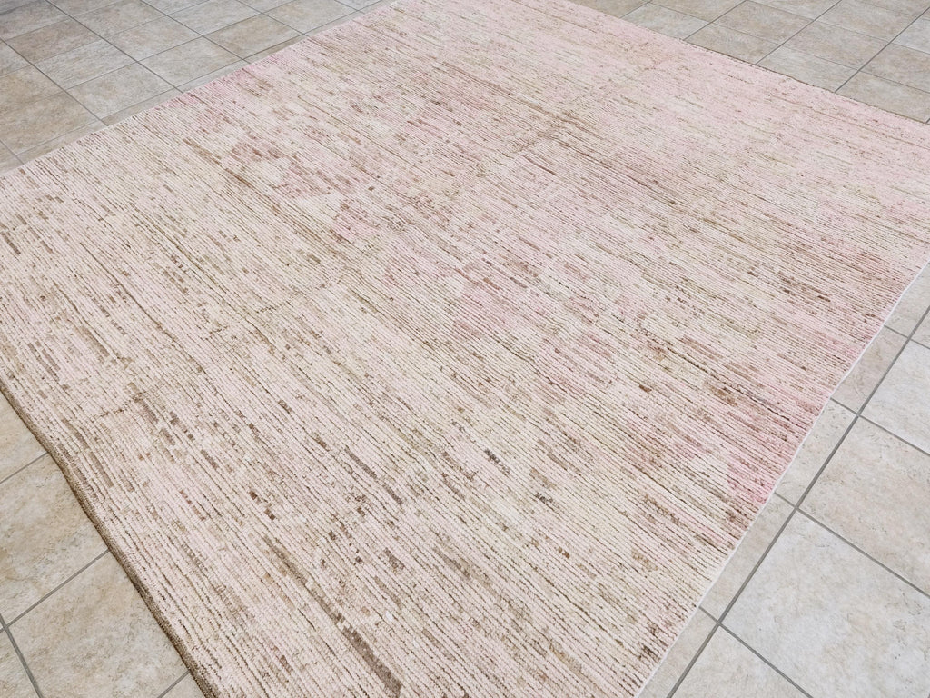 8x10 Ft Pink Moroccan Rug - Hand Knotted Wool Area Rug